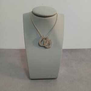 Double Horseshoe Rhinestone Pendant on 20" Silver Tone Chain